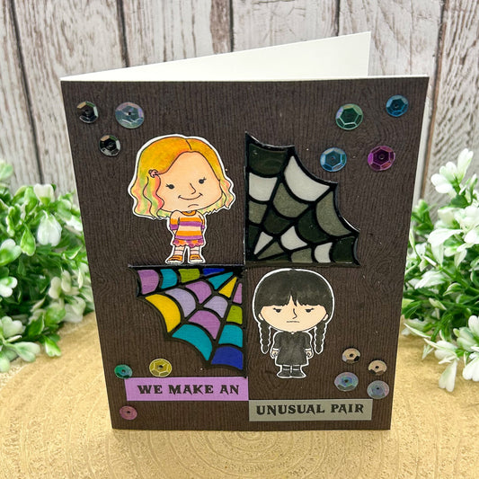 Wednesday & Enid Character Themed Handmade Card-1