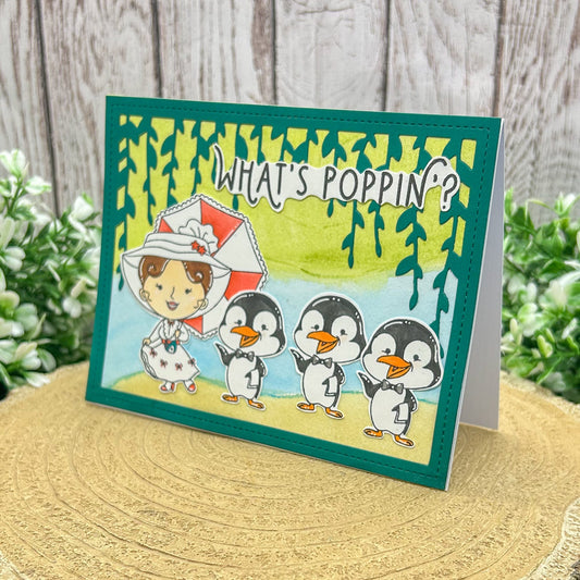 What's Poppin Mary & Penguins Handmade Character Card-1