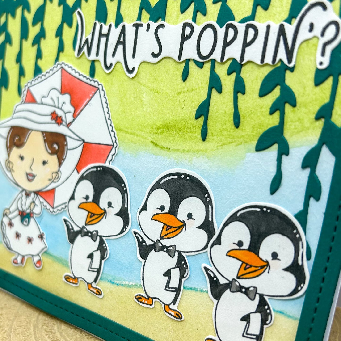 What's Poppin Mary & Penguins Handmade Character Card-2