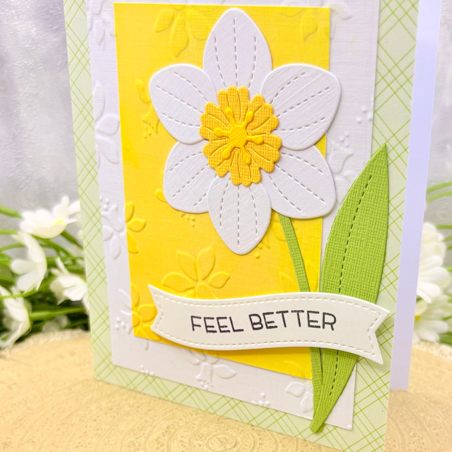 White Daffodil Handmade Get Well Soon Card-2