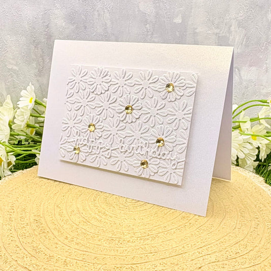 White Floral Handmade Birthday Card-1