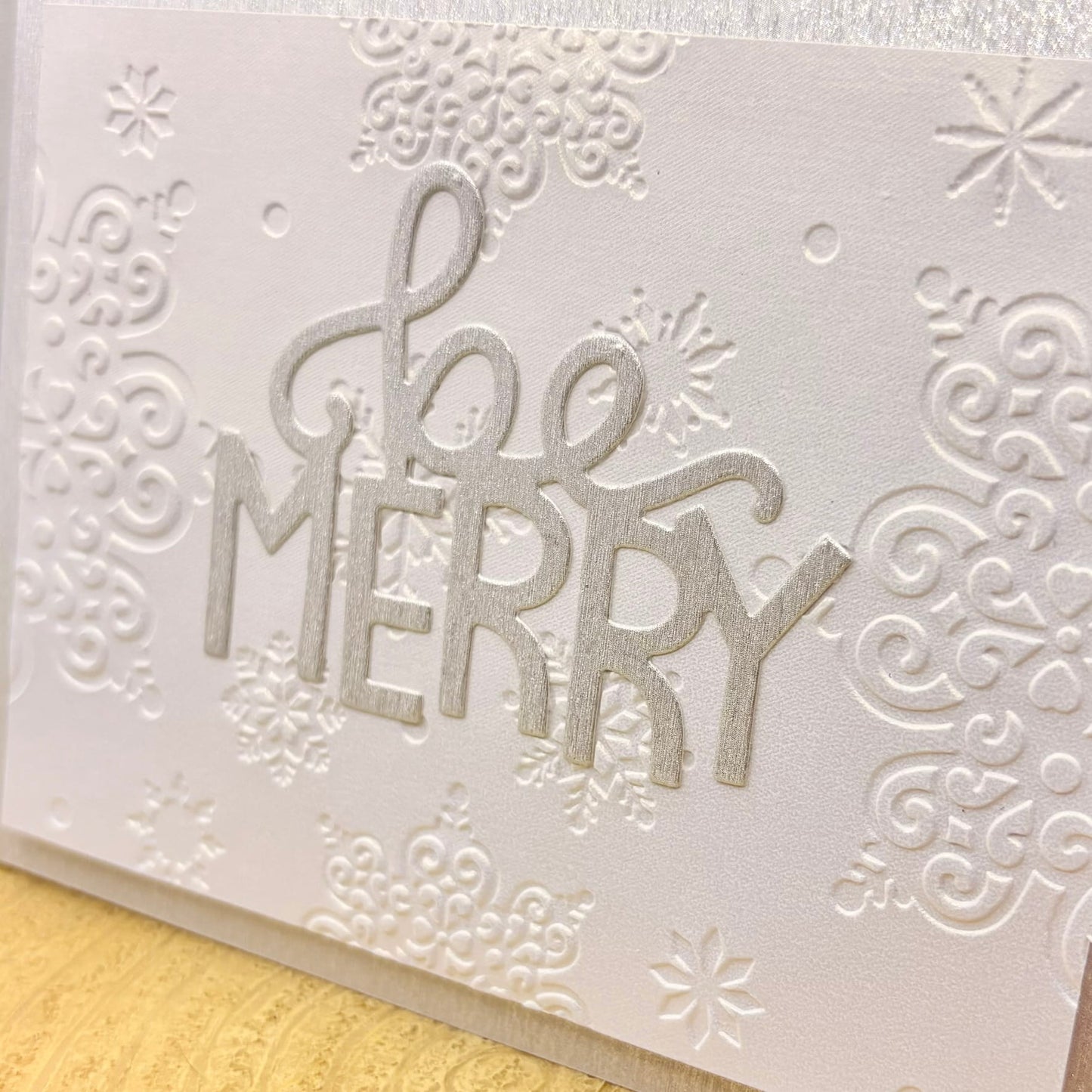 White & Silver Be Merry Handmade Christmas Card-2