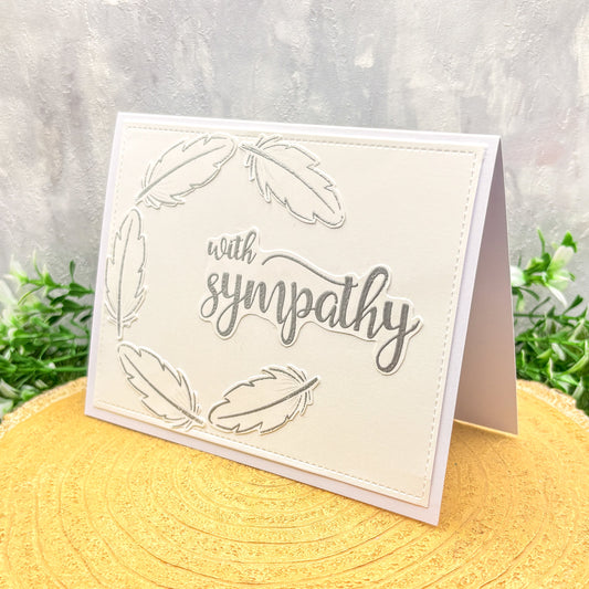 White & Silver Feathers Handmade With Sympathy Card (4 Different Styles)
