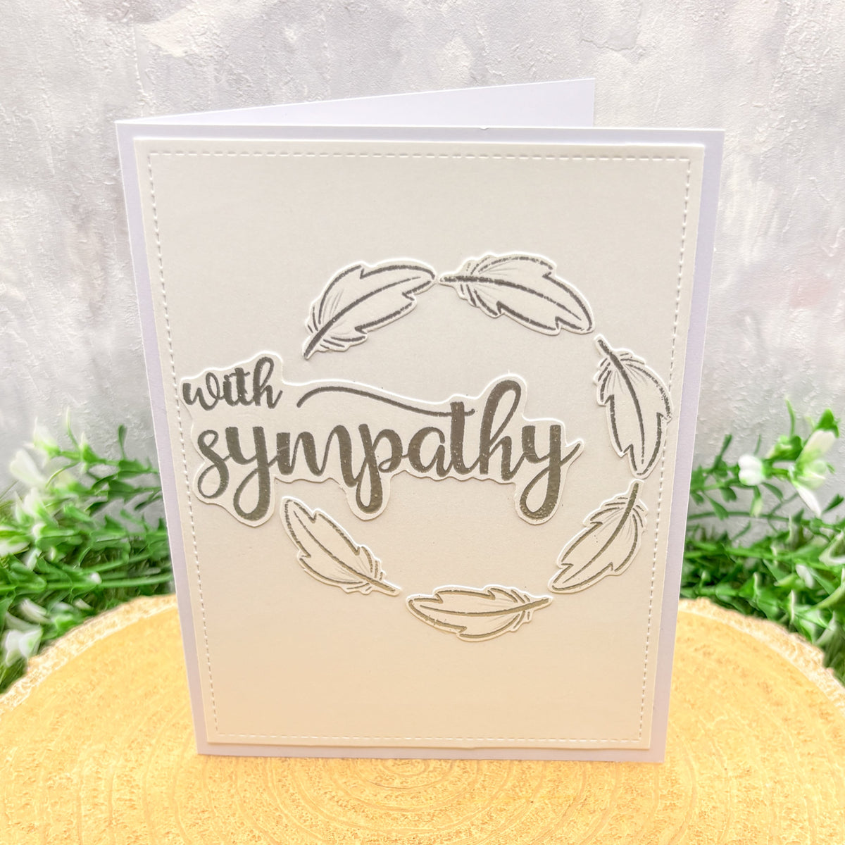 White & Silver Feathers Handmade With Sympathy Card (4 Different Styles)
