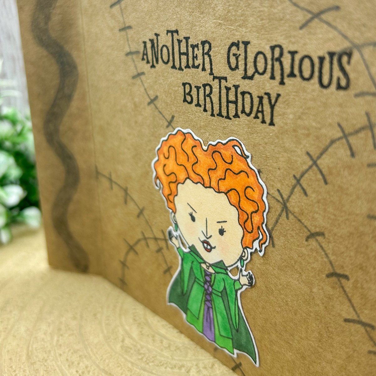 Winnie Witch Sister Handmade Character Birthday Card-2