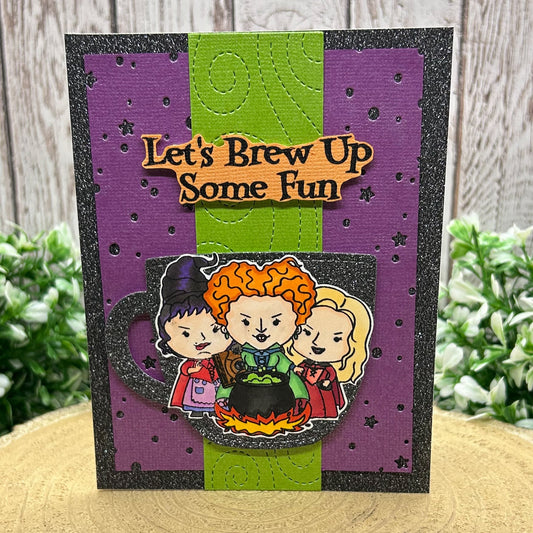 Witch Sisters Handmade Character Themed Card