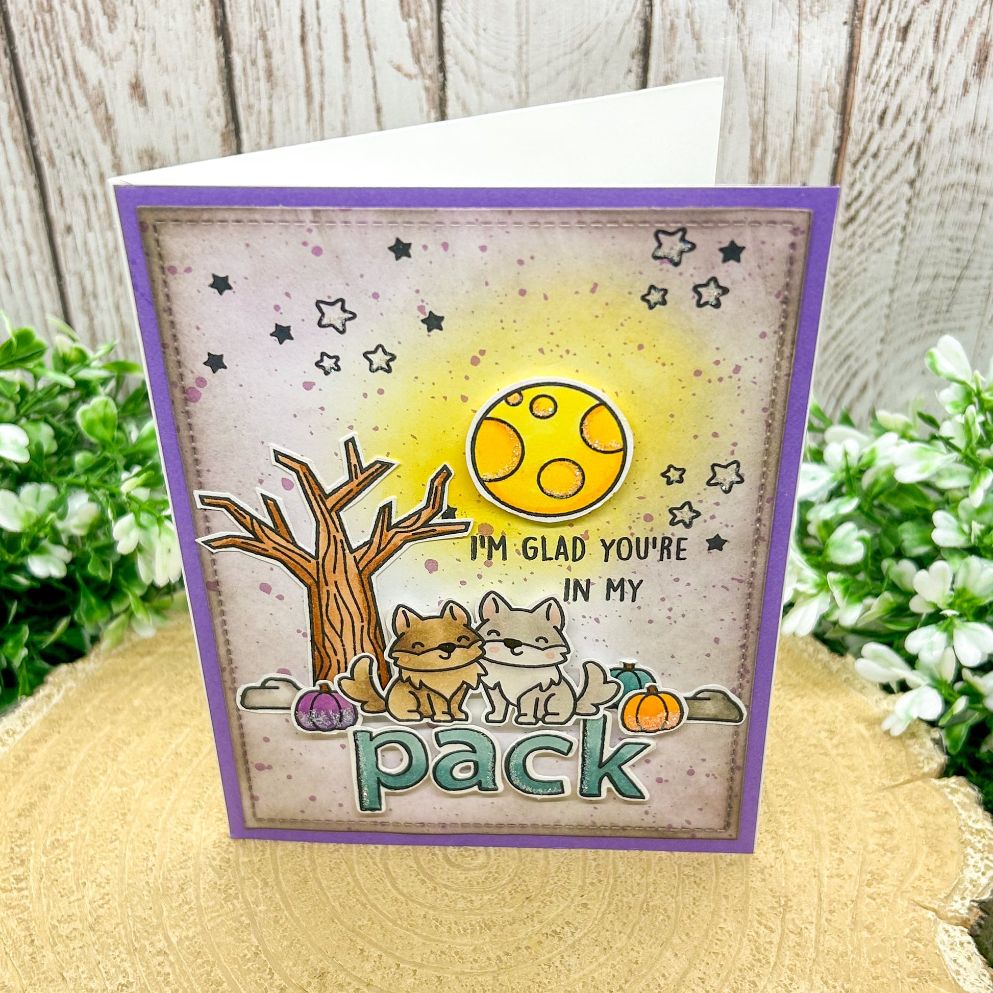 Wolves Glad You're In My Pack Handmade Card-1