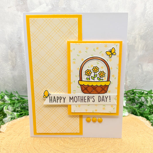 Yellow Floral Patterned Handmade Mother's Day Card (3 Designs to Choose From)