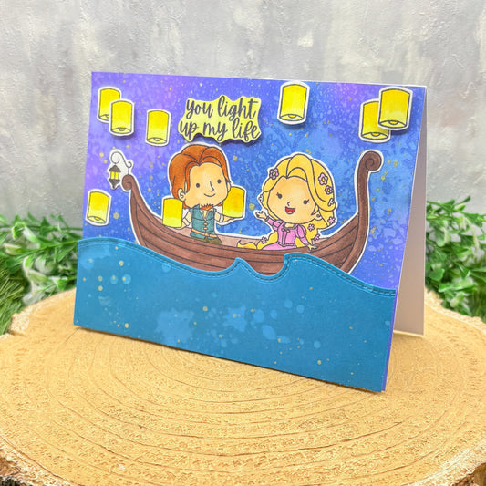 You Light Up My Life Character Couple Handmade Card-1