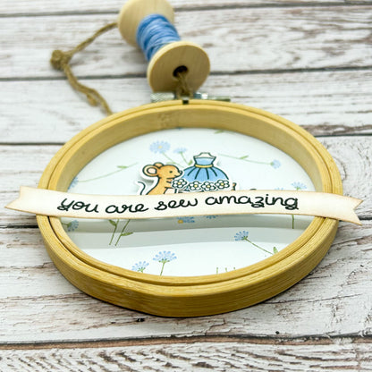 Blue Sew Amazing Embroidery Hoop Hanging Ornament-1