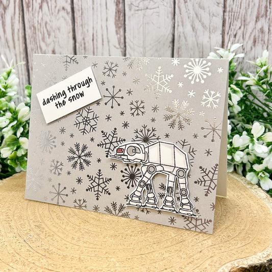 Dashing Through The Snow AT Machine Character Themed Handmade Card-1