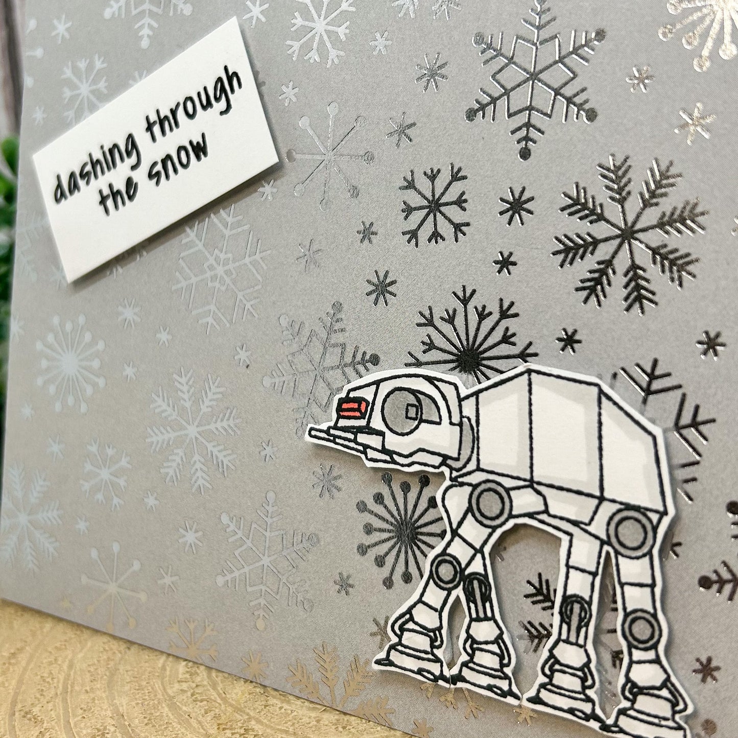 Dashing Through The Snow AT Machine Character Themed Handmade Card-2