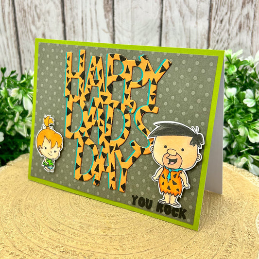 Fred & Pebbles Character Themed Handmade Father's Day Card-1