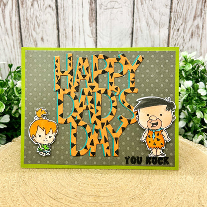 Fred & Pebbles Character Themed Handmade Father's Day Card