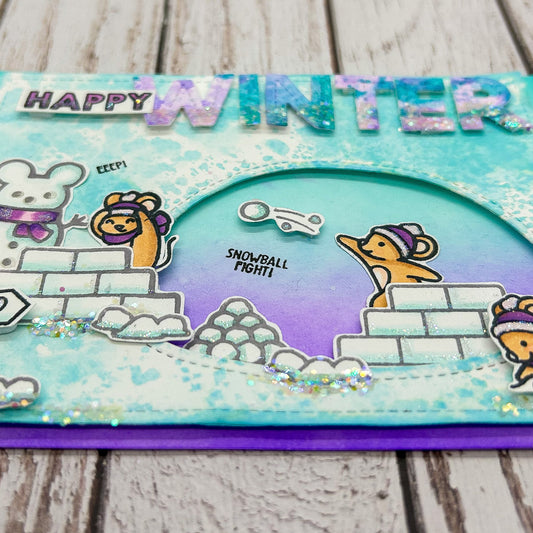 Happy Winter Playful Mice Handmade Christmas Card