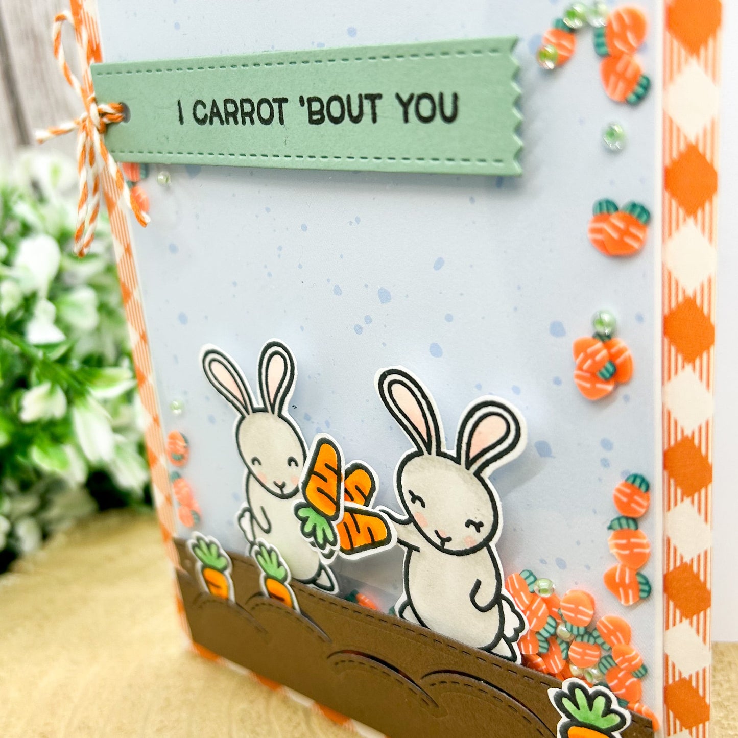 I Carrot 'Bout You Bunnies Handmade Shaker Card