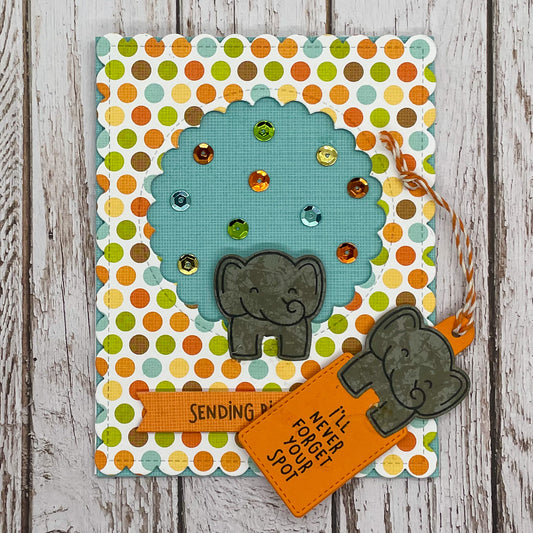 Elephant Sending Big Hugs Handmade Card With Bookmark Keepsake-1