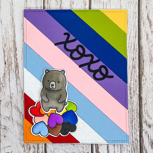 Bear On Hearts XOXO PRIDE LGBT+ Rainbow Handmade Greetings 