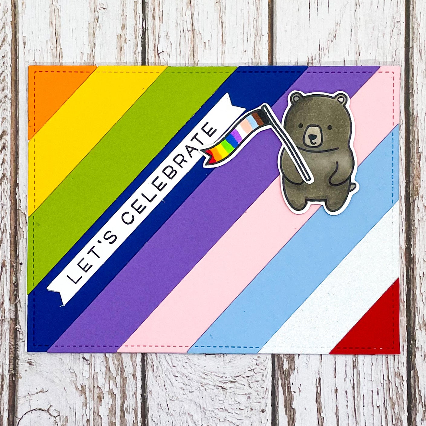 Let¢‚¬„¢s Celebrate PRIDE LGBT+ Bear & Flag Handmade Greetings
