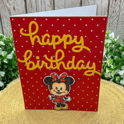 Mouse Girl Handmade Character Birthday Card