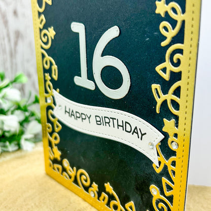 Silver & Gold Age Numbers Handmade Birthday Card (16th to 60th)