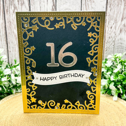 Silver & Gold Age Numbers Handmade Birthday Card (16th to 60th)