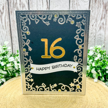 Silver & Gold Age Numbers Handmade Birthday Card (16th to 60th)