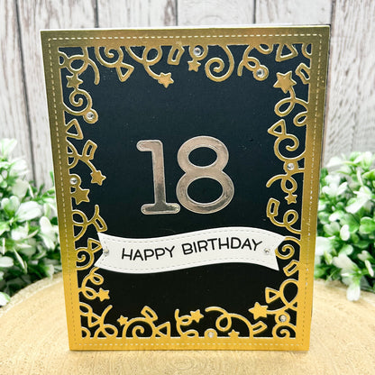 Silver & Gold Age Numbers Handmade Birthday Card (16th to 60th)