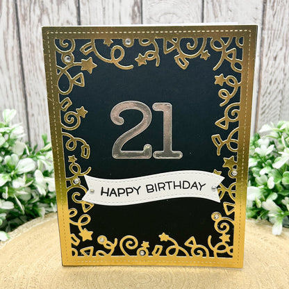 Silver & Gold Age Numbers Handmade Birthday Card (16th to 60th)