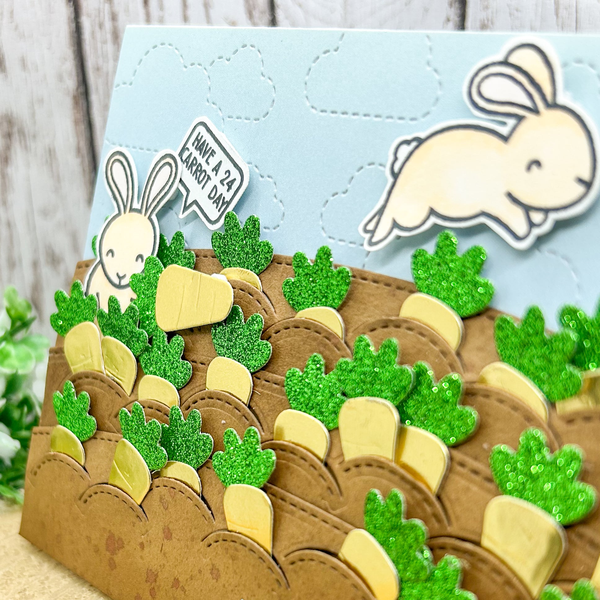 24 Carrot Bunnies Handmade Birthday Card-2