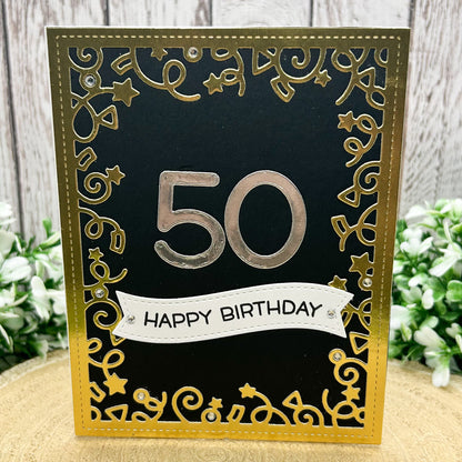 Silver & Gold Age Numbers Handmade Birthday Card (16th to 60th)