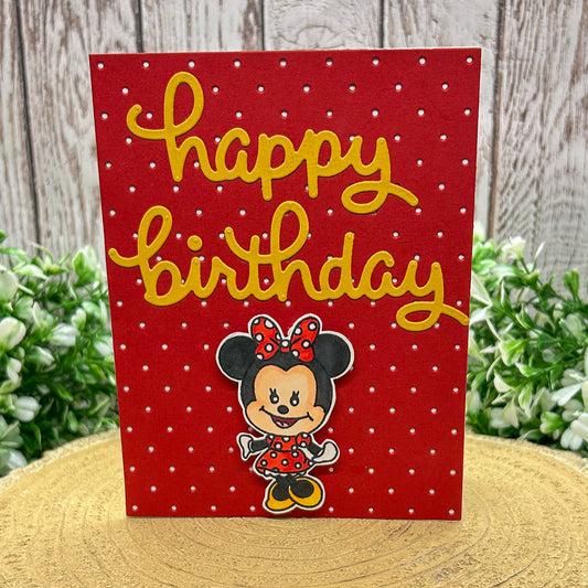 Mouse Girl Handmade Character Birthday Card
