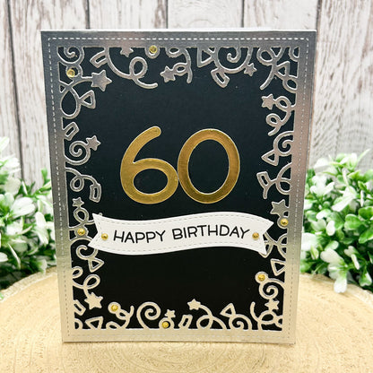 Silver & Gold Age Numbers Handmade Birthday Card (16th to 60th)