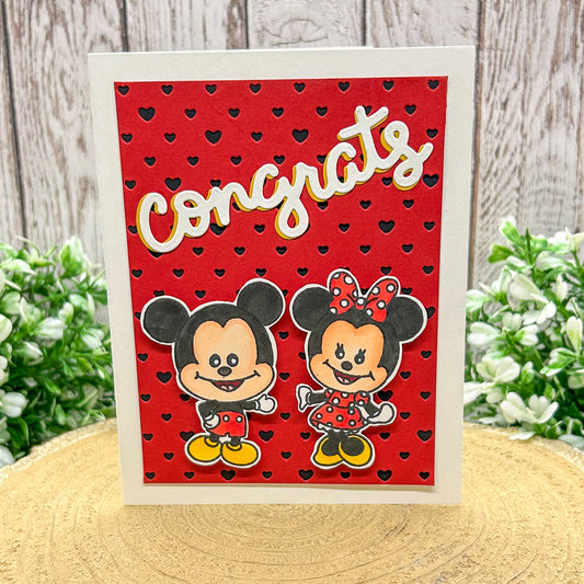 Mouse Couple Congratulations Handmade Character Themed Card