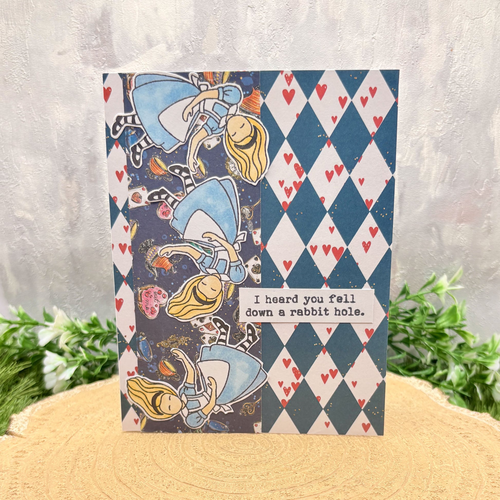 Alice Down The Rabbit Hole Handmade Character Card