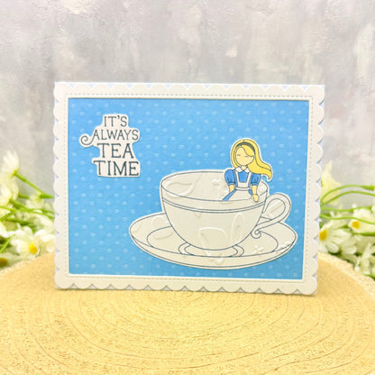 Alice in Tea Cup Handmade Character Card