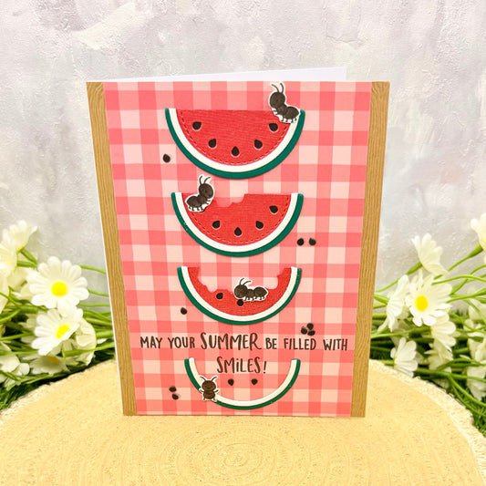Ants & Watermelon Summer Themed Handmade Card-1