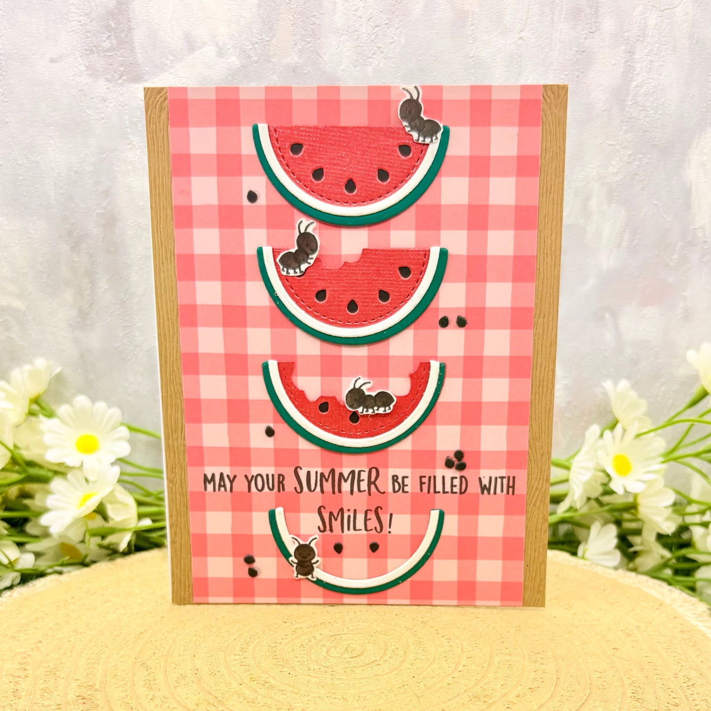 Ants & Watermelon Summer Themed Handmade Card