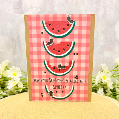 Ants & Watermelon Summer Themed Handmade Card