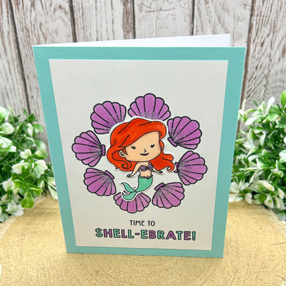 Ariel Time To Shell-ebrate Handmade Character Themed Card