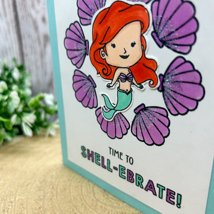 Ariel Time To Shell-ebrate Handmade Character Themed Card