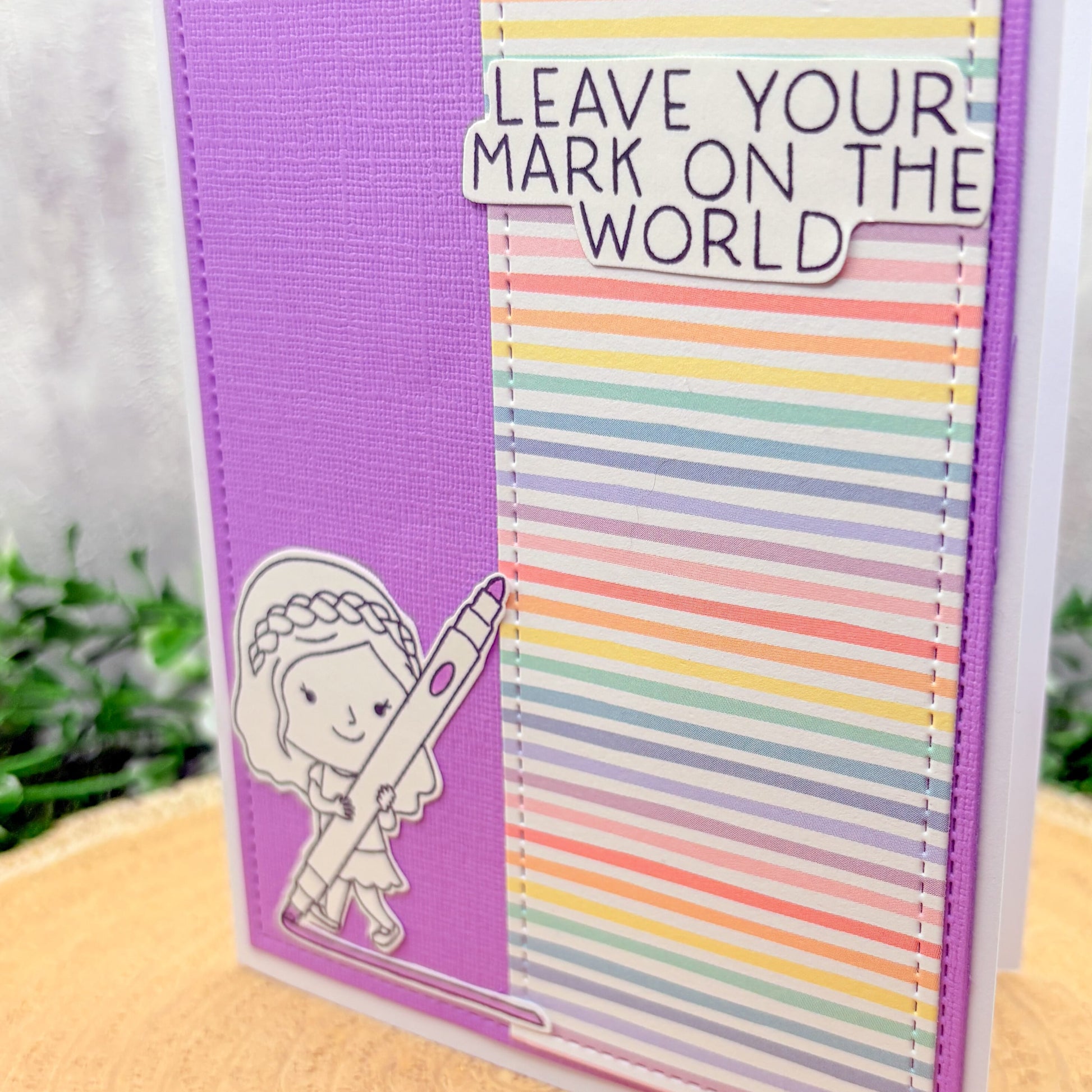 Artist Inspired Leave Your Mark On The World Purple Handmade Card-2