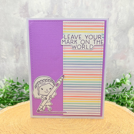 Artist Inspired Leave Your Mark On The World Purple Handmade Card