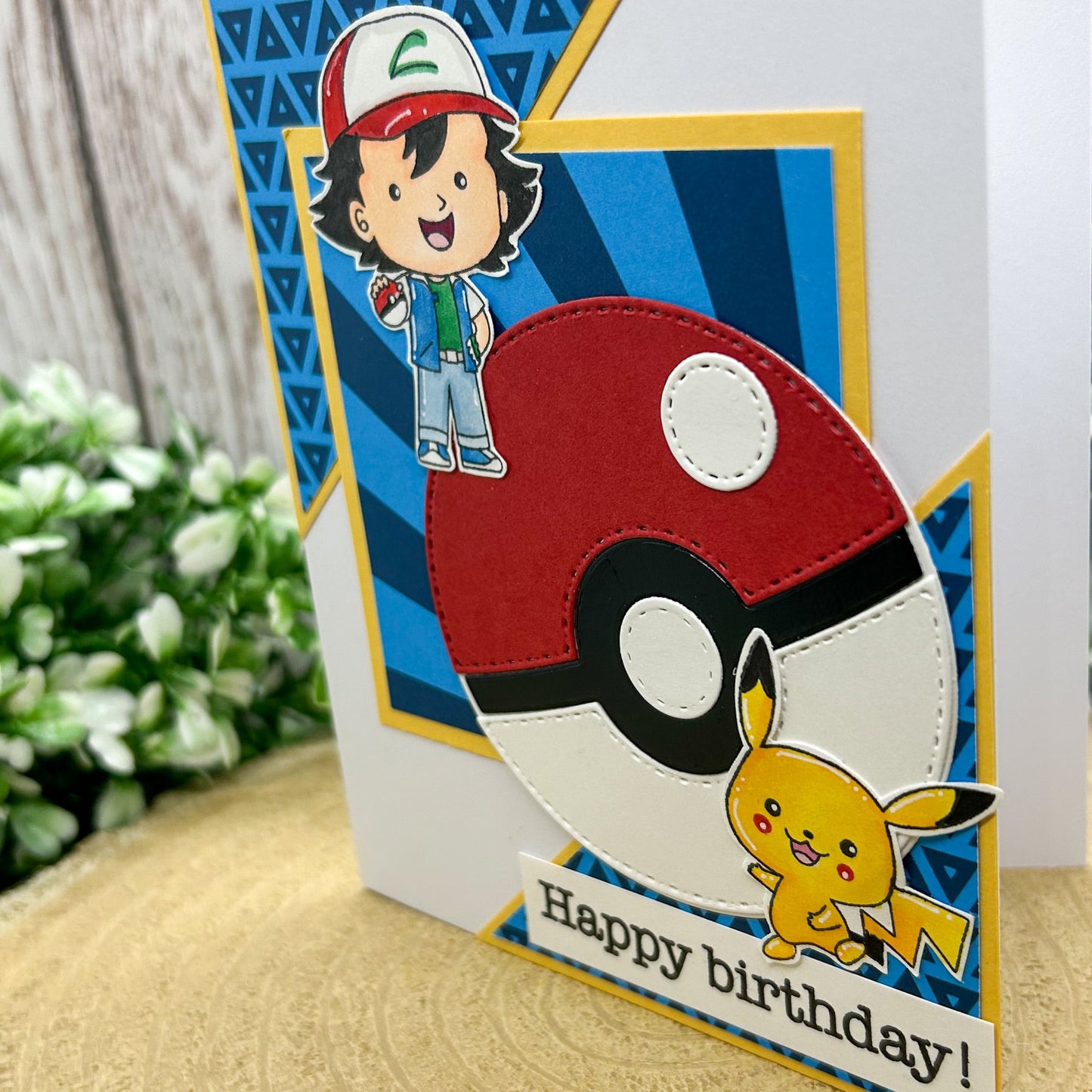 Ash & Yellow Guy Happy Birthday Character Themed Handmade Card-2