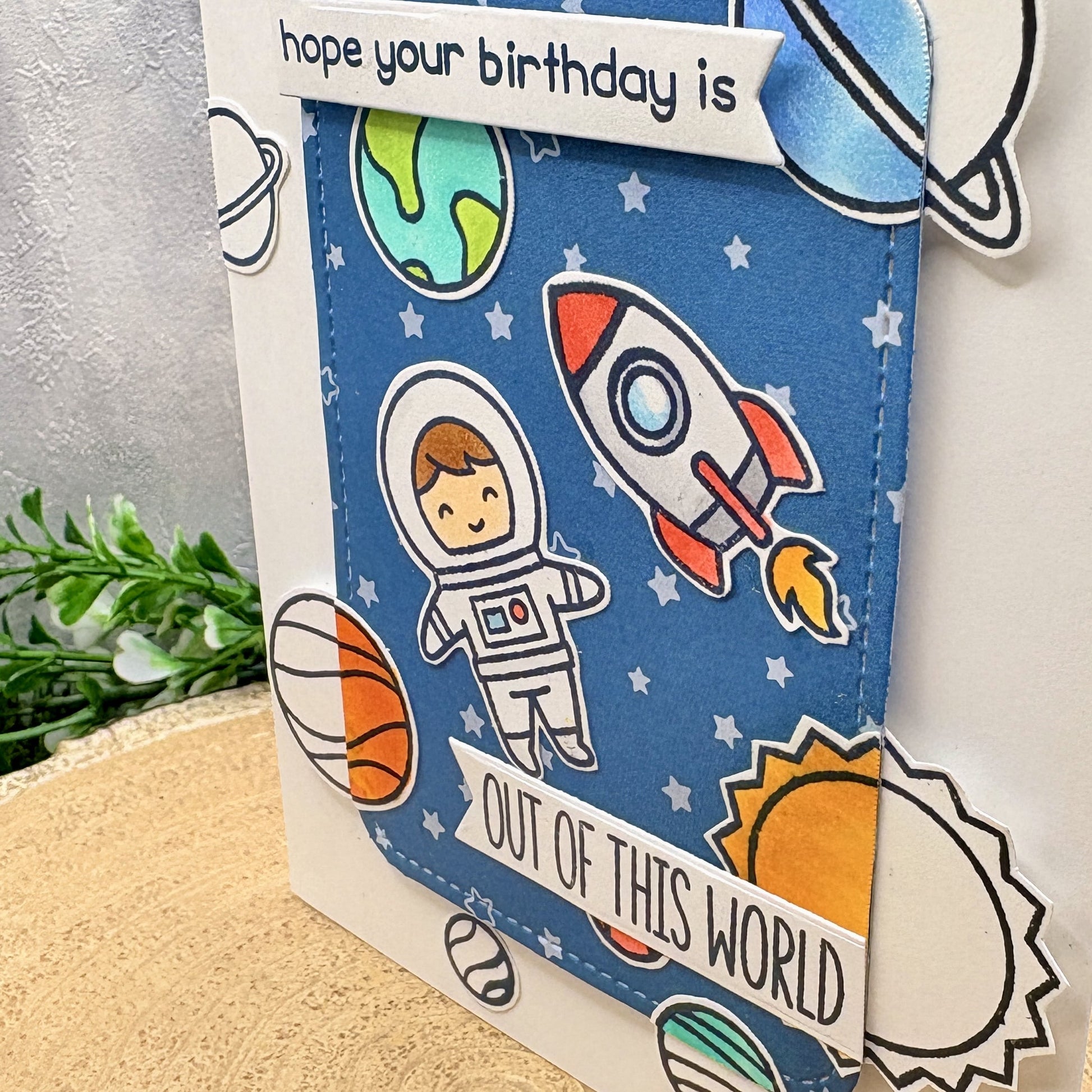 Astronaut Boy Out of This World Handmade Birthday Card-2