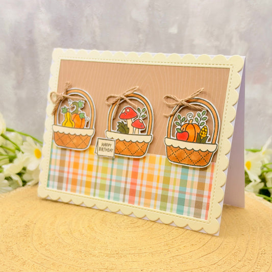 Autumn Baskets Handmade Birthday Card-1
