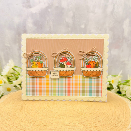 Autumn Baskets Handmade Birthday Card