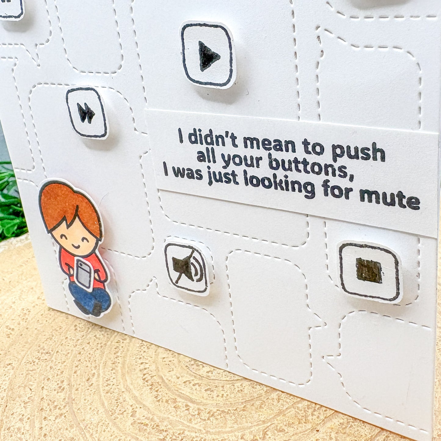 BLAH BLAH BLAH Funny 'Mute Button' Handmade Card