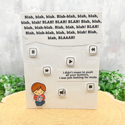 BLAH BLAH BLAH Funny 'Mute Button' Handmade Card