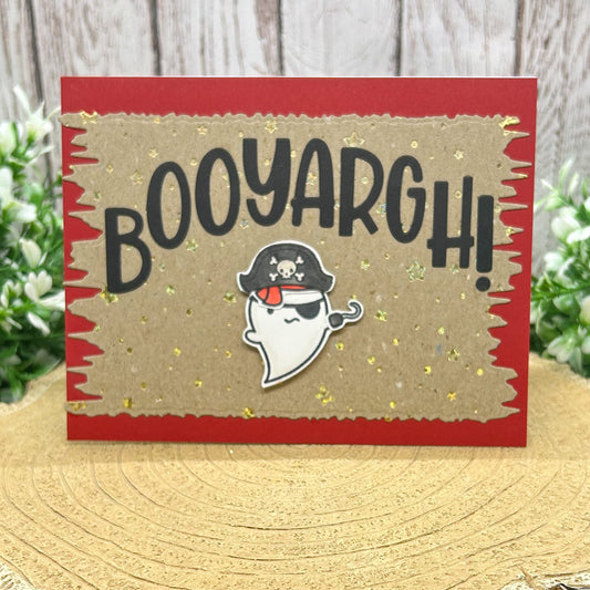 BOOYARGH! Ghost Pirate Funny Handmade Halloween Card